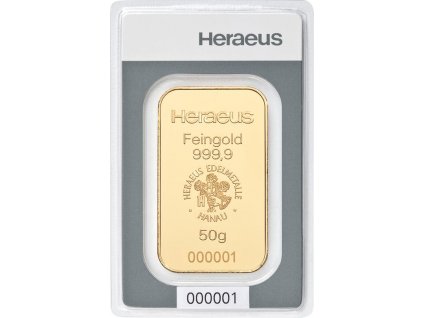 50 gramů zlatý slitek Heraeus