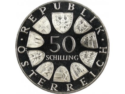 50 šilinků stříbrná mince Rakousko 1959-1973
