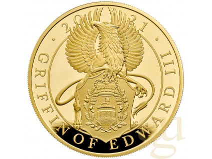5 uncí zlatá mince Großbritannien Queens Beasts - Griffin 2021 leštěná deska