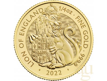 1/4 unce zlatá mince Tudor Beasts Lion 2022