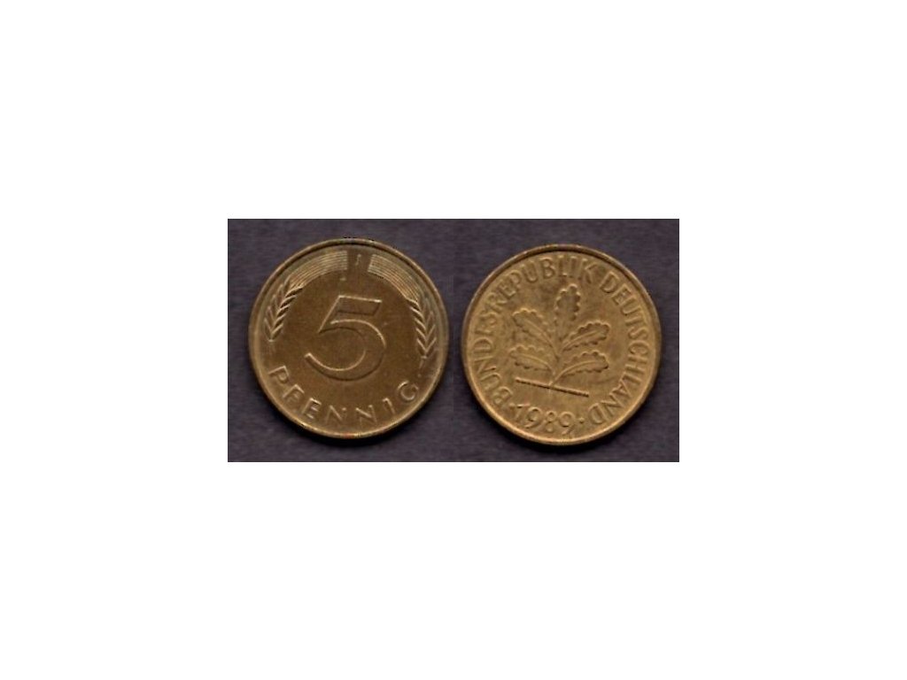 NĚMECKO. 5 Pfennig 1989/J.