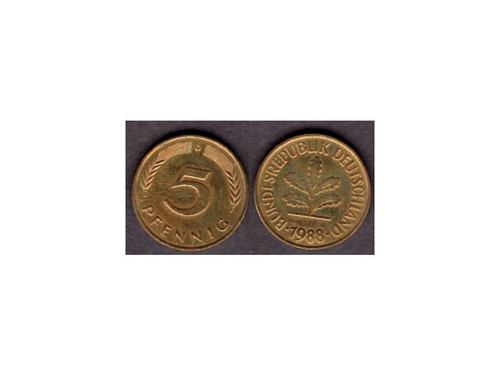 NĚMECKO. 5 Pfennig 1988/D.