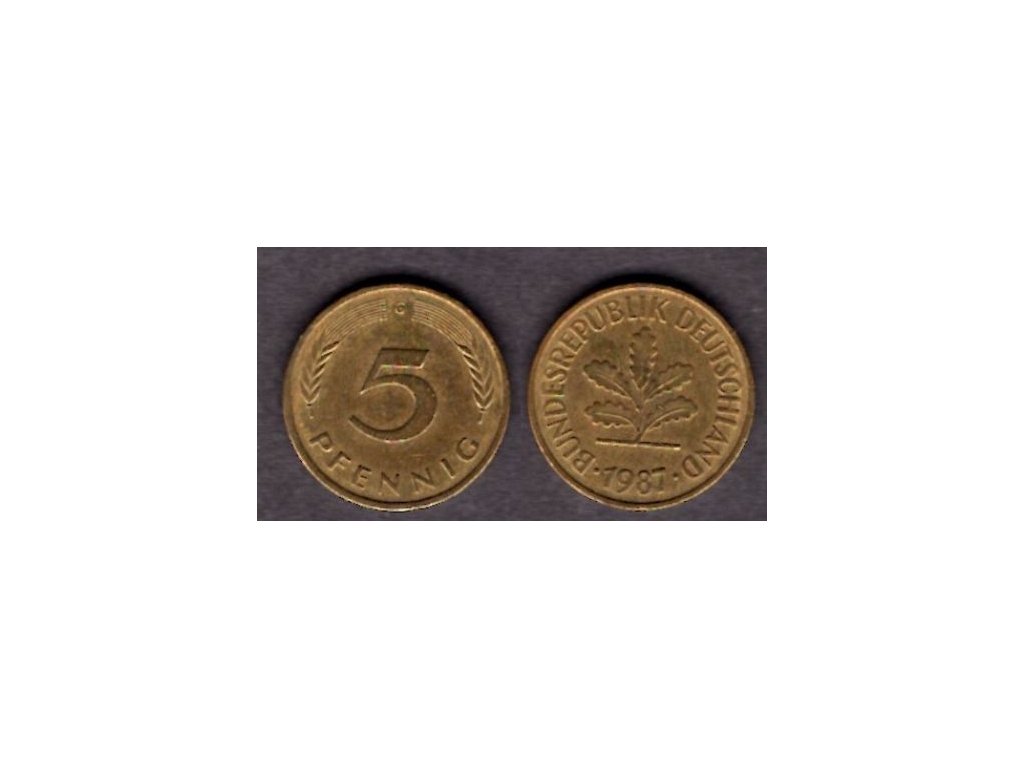 NĚMECKO. 5 Pfennig 1987/G.