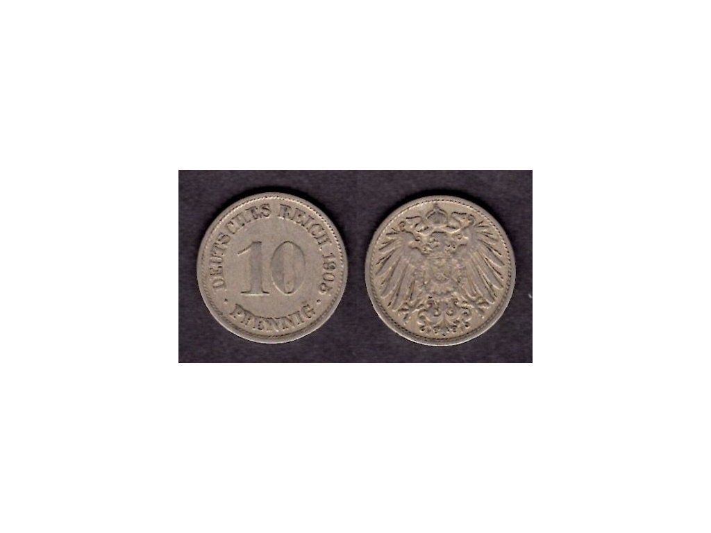 NĚMECKO. 10 Pfennig 1905/F.