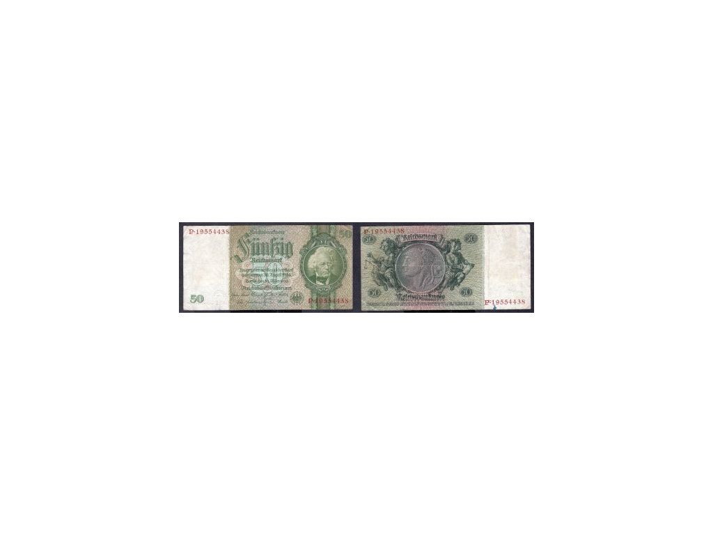 NĚMECKO. 50 Reichsmark. Ro. 175c. 30.3.1933. Podtisk F. Série P.