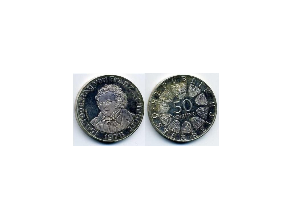 RAKOUSKO. 50 Schilling 1978. 150. Todestag von Franz Schubert. Ag.