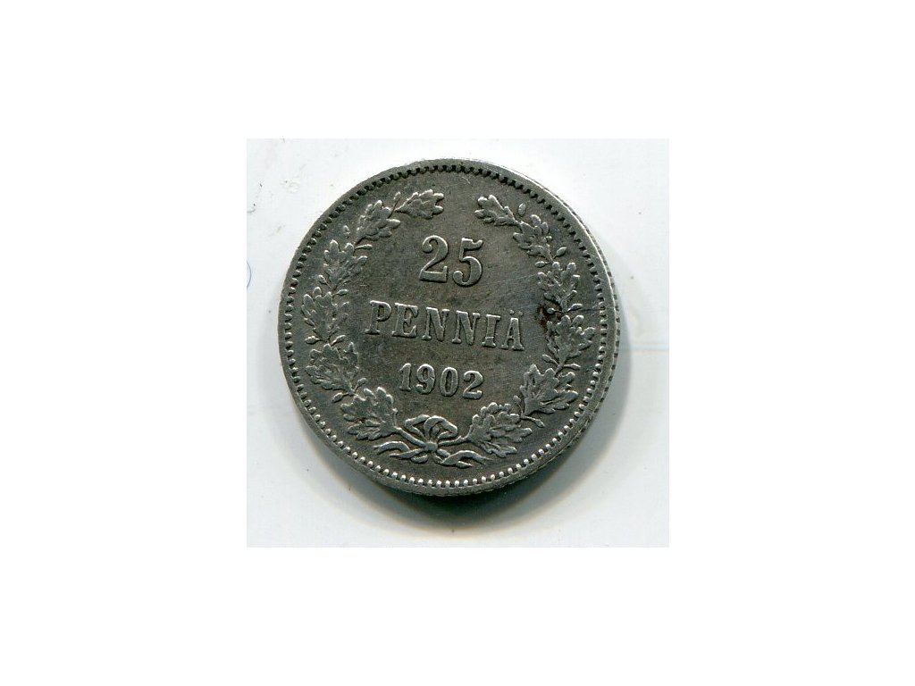 FINSKO pod Ruskem. 25 penniä 1902. Ag.