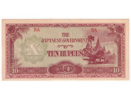 BARMA. Japonská okupace. 10 rupees. Série BA.