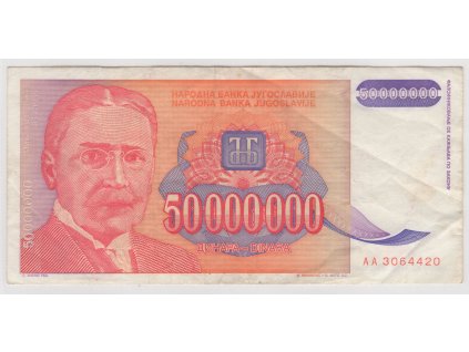JUGOSLÁVIE. 50.000.000 dinara 1993. Série AA.