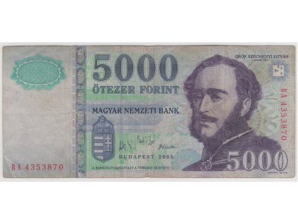 MAĎARSKO. 5000 forint 2004. Série BA.