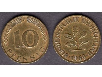 NĚMECKO. 10 pfennig 1969/D.