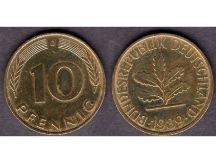 NĚMECKO. 10 pfennig 1989/D.