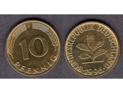 NĚMECKO. 10 pfennig 1996/F.