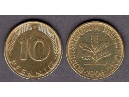 NĚMECKO. 10 pfennig 1996/D.