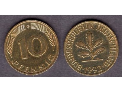 NĚMECKO. 10 pfennig 1992/G.