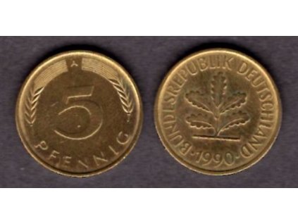 NĚMECKO. 5 Pfennig 1990/A.