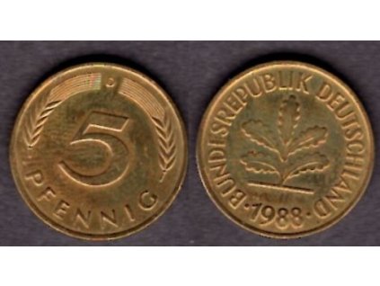NĚMECKO. 5 Pfennig 1988/D.
