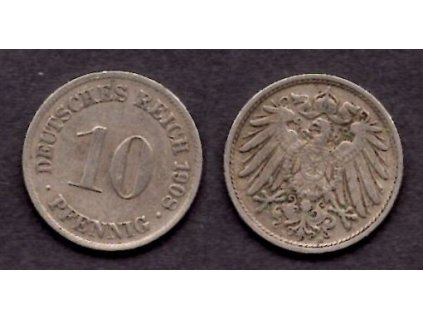 NĚMECKO. 10 Pfennig 1908/D.