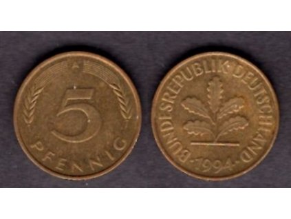 NĚMECKO. 5 Pfennig 1994/A.