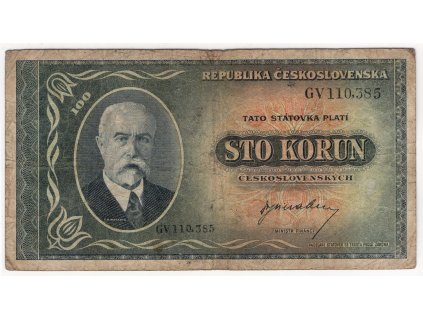 ČESKOSLOVENSKO. 100 korun (1945). Série GV. Nov. 73.