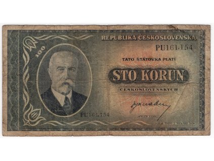 ČESKOSLOVENSKO. 100 korun (1945). Série PU. Nov. 73.