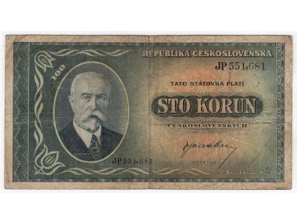 ČESKOSLOVENSKO. 100 korun (1945). Série JP. Nov. 73.