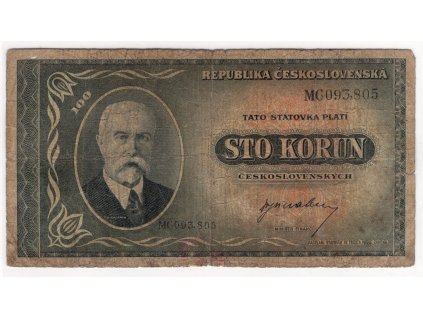 ČESKOSLOVENSKO. 100 korun (1945). Série MC. Nov. 73.