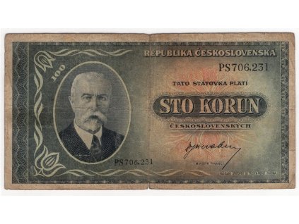 ČESKOSLOVENSKO. 100 korun (1945). Série PS. Nov. 73.
