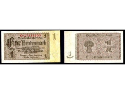NĚMECKO. 1 Rentenmark. Ro. 166b. 30. 1.1937. Série O.