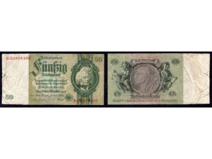 NĚMECKO. 50 Reichsmark. Ro. 175d. 30.3.1933. Bez podtisku. Série K.