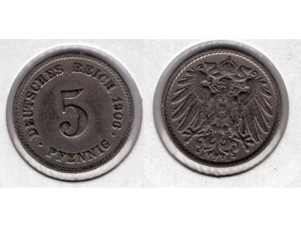 NĚMECKO. 5 Pfennig 1906/E.