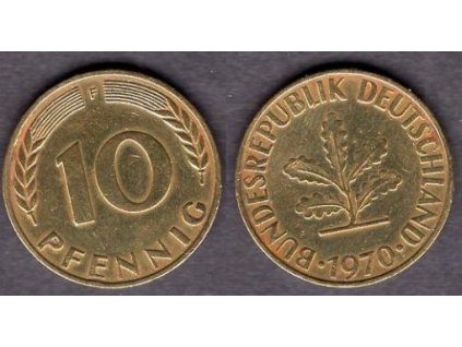 NĚMECKO. 10 pfennig 1970/F.