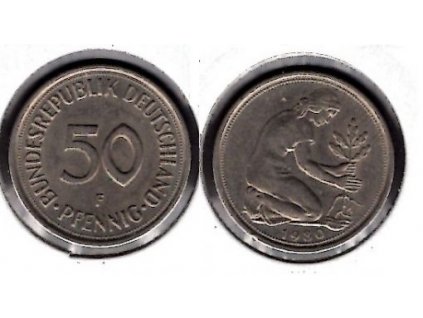 NĚMECKO. 50 Pfennig 1980/F.