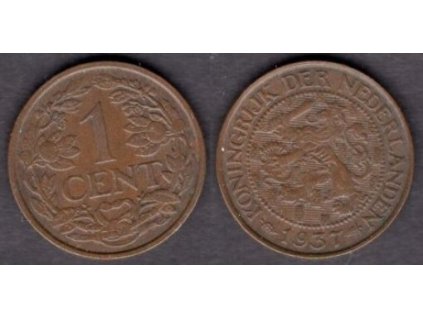 NIZOZEMÍ. 1 cent 1937. KM-152
