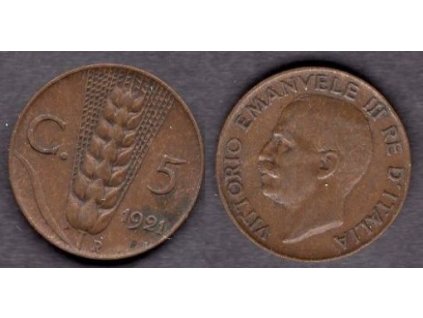 ITÁLIE. 5 centesimi 1921.