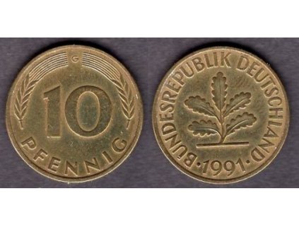 NĚMECKO. 10 pfennig 1991/G.