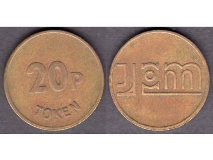 VELKÁ BRITÁNIE. Žeton do automatu na ovoce. 20 pence. TOKEN. JMP.