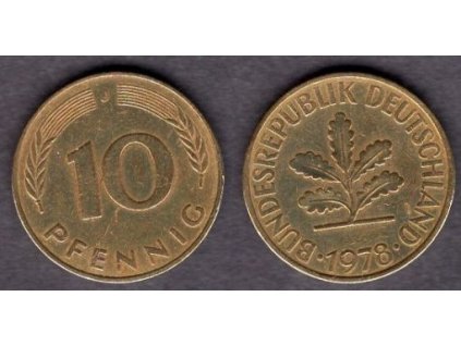 NĚMECKO. 10 pfennig 1978/J.