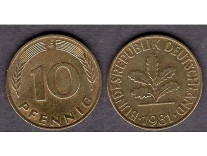 NĚMECKO. 10 pfennig 1981/G.