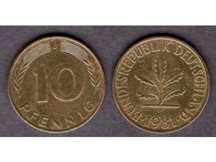 NĚMECKO. 10 pfennig 1981/J.