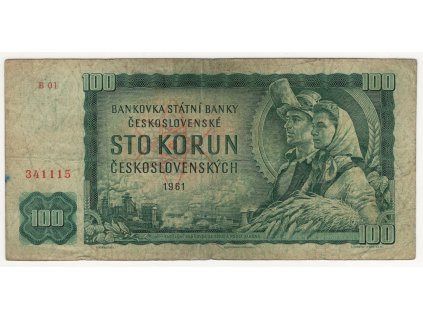 ČESKOSLOVENSKO. 100 korun 1961. Série B 01. Nov. 106a.