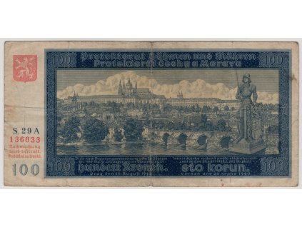 Protektorát Čechy a Morava. 100 korun 1940. Série A 29. Nov. 38a.