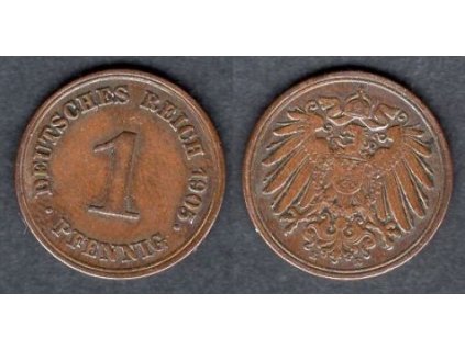 NĚMECKO. 1 Pfennig 1905/E.