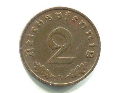 NĚMECKO. 2 Pfennig 1938/D.