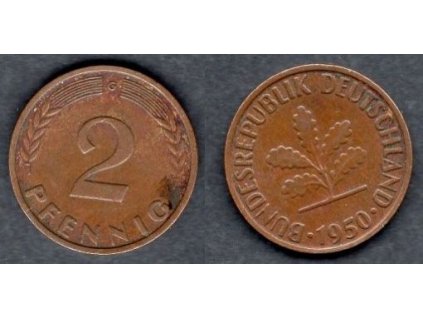 NĚMECKO. 2 Pfennig 1950/G.