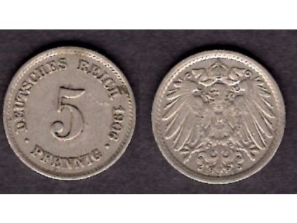 NĚMECKO. 5 Pfennig 1906/E.