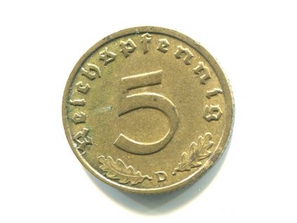 NĚMECKO. 5 Pfennig 1937/D.