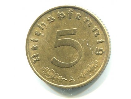 NĚMECKO. 5 Pfennig 1938/A.