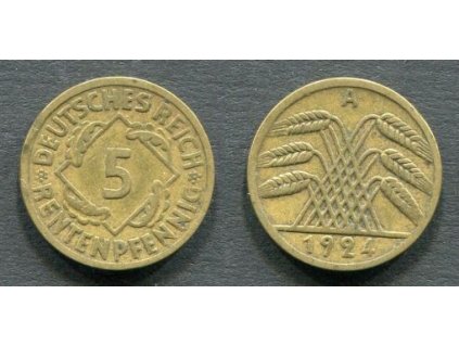 NĚMECKO. 5 Rentenpfennig 1924/A.