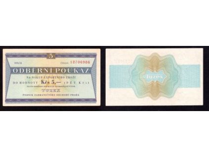 Tuzexová poukázka. 5,- TKčs, 1976/XI.